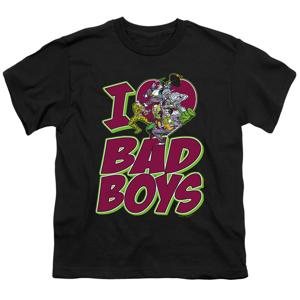DC Comics I Heart Bad Boys Kids Youth T Shirt Black Officially Licensed