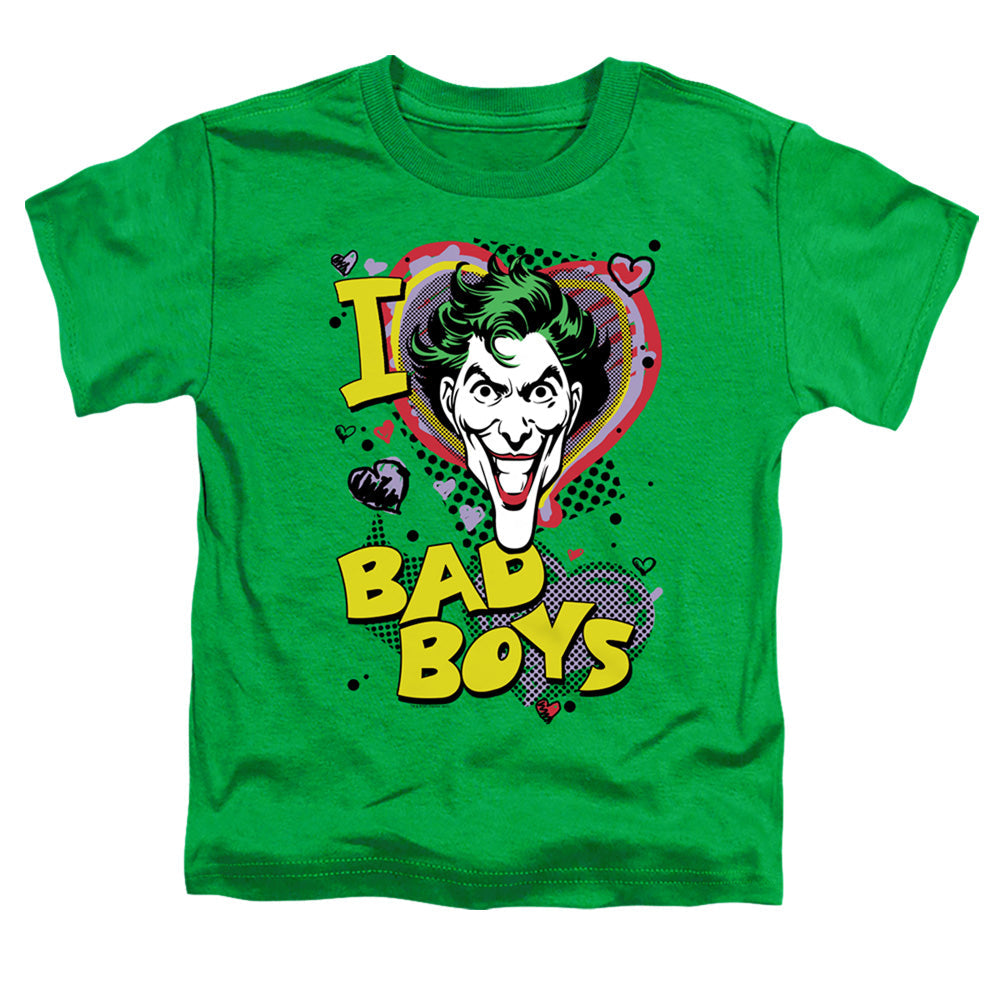 DC Comics I Heart Bad Boys 2 Toddler Kids Youth T Shirt Kelly Green Officially Licensed
