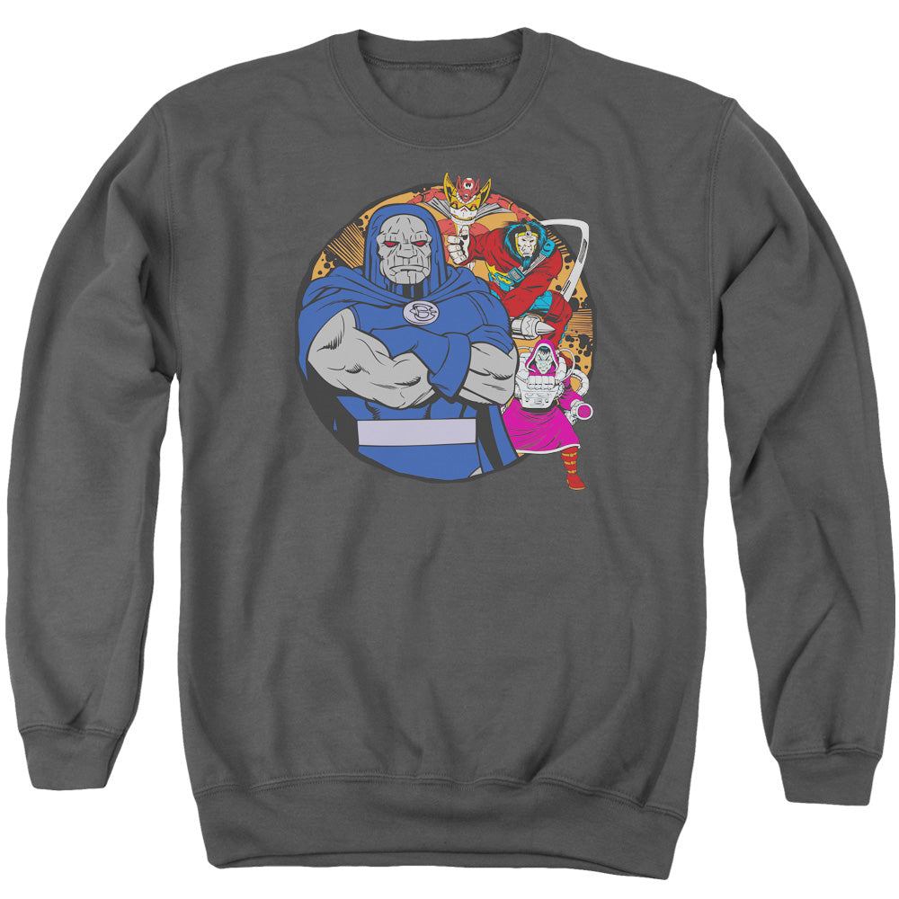 DC Comics Apokolips Represent Mens Crewneck Sweatshirt Charcoal Officially Licensed