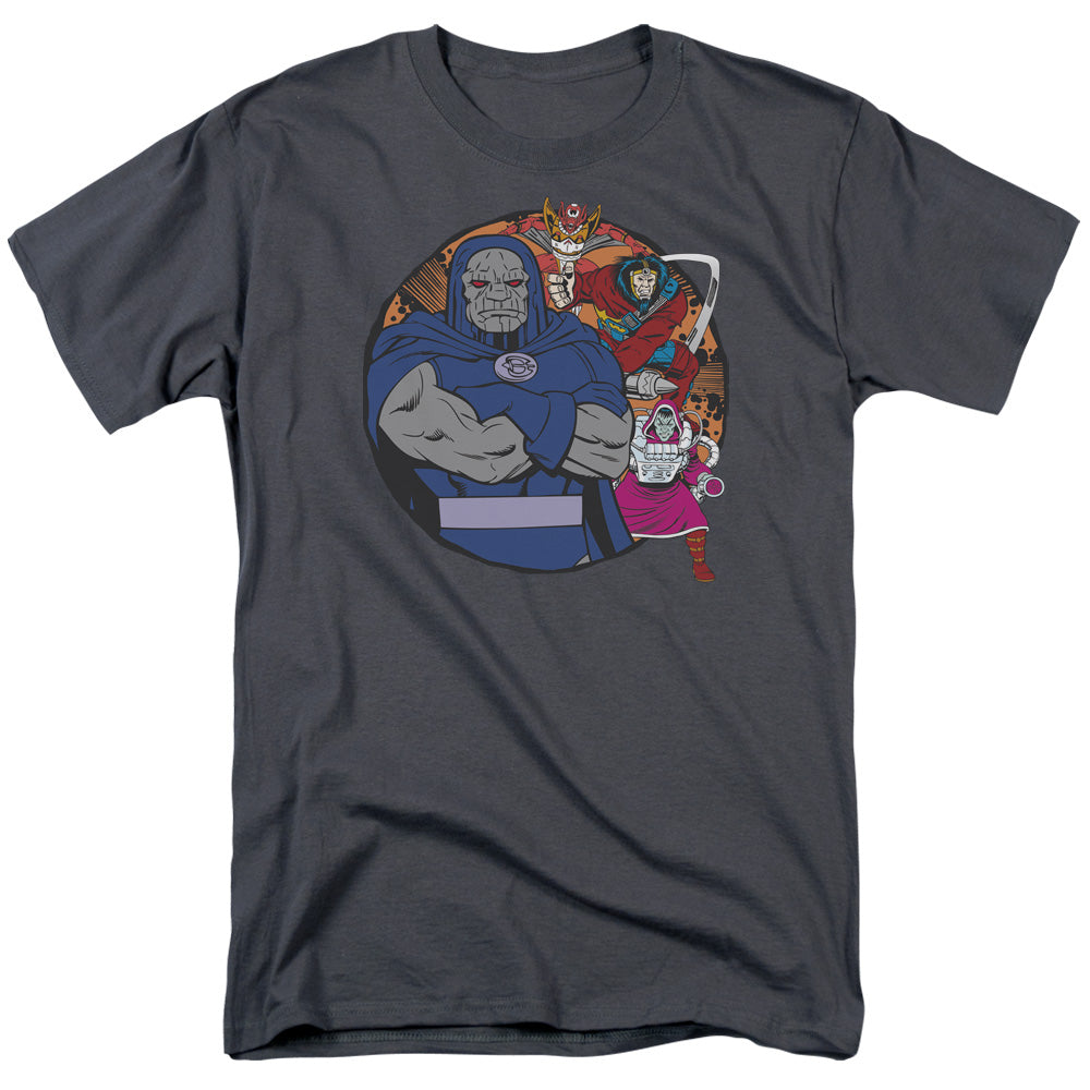 DC Comics Apokolips Represent Mens T Shirt Charcoal Officially Licensed