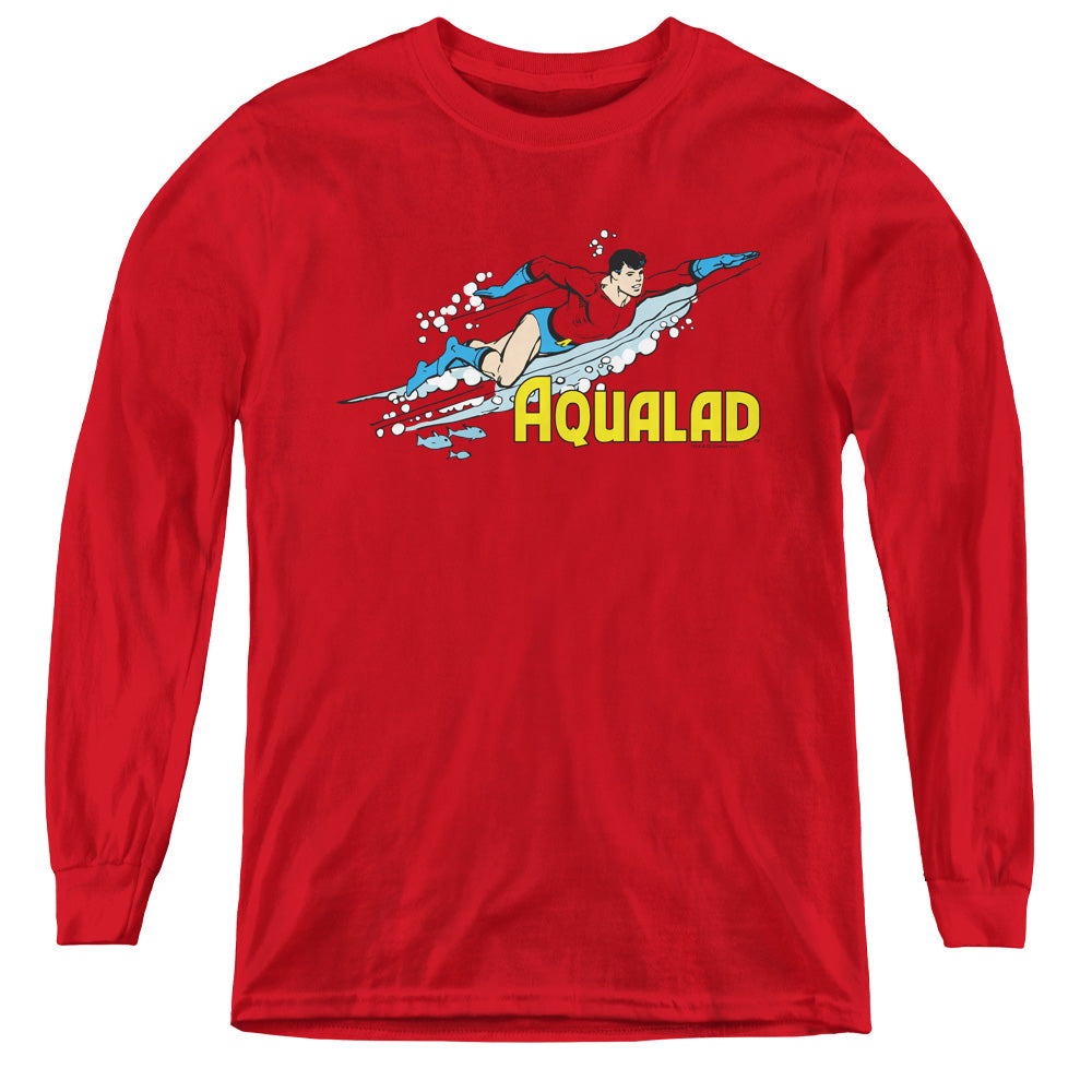 DC Comics Aqualad Long Sleeve Kids Youth T Shirt Red Officially Licensed