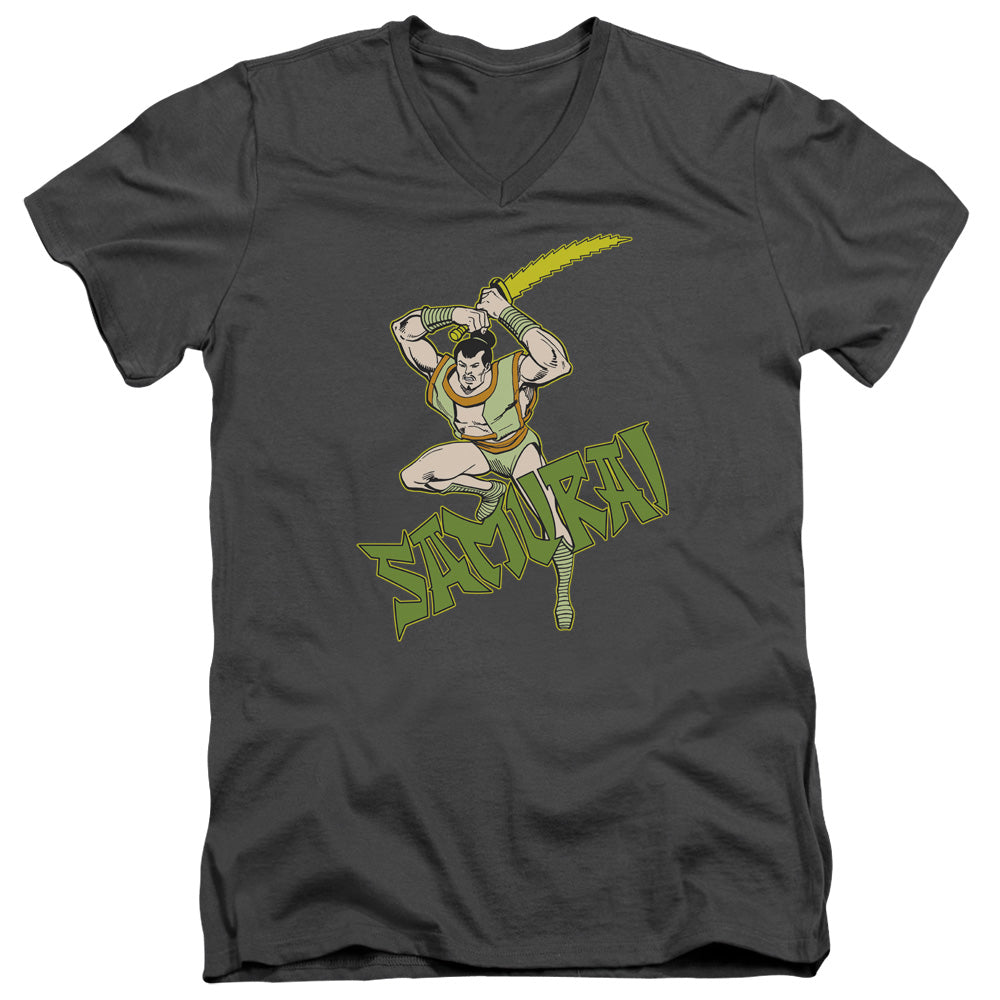 DC Comics Samurai Mens Slim Fit V Neck T Shirt Charcoal Officially Licensed