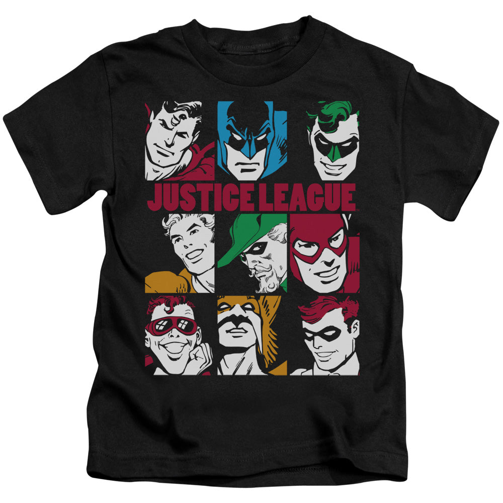 DC Comics Nine Blocks of Justice Juvenile Kids Youth T Shirt Black Officially Licensed