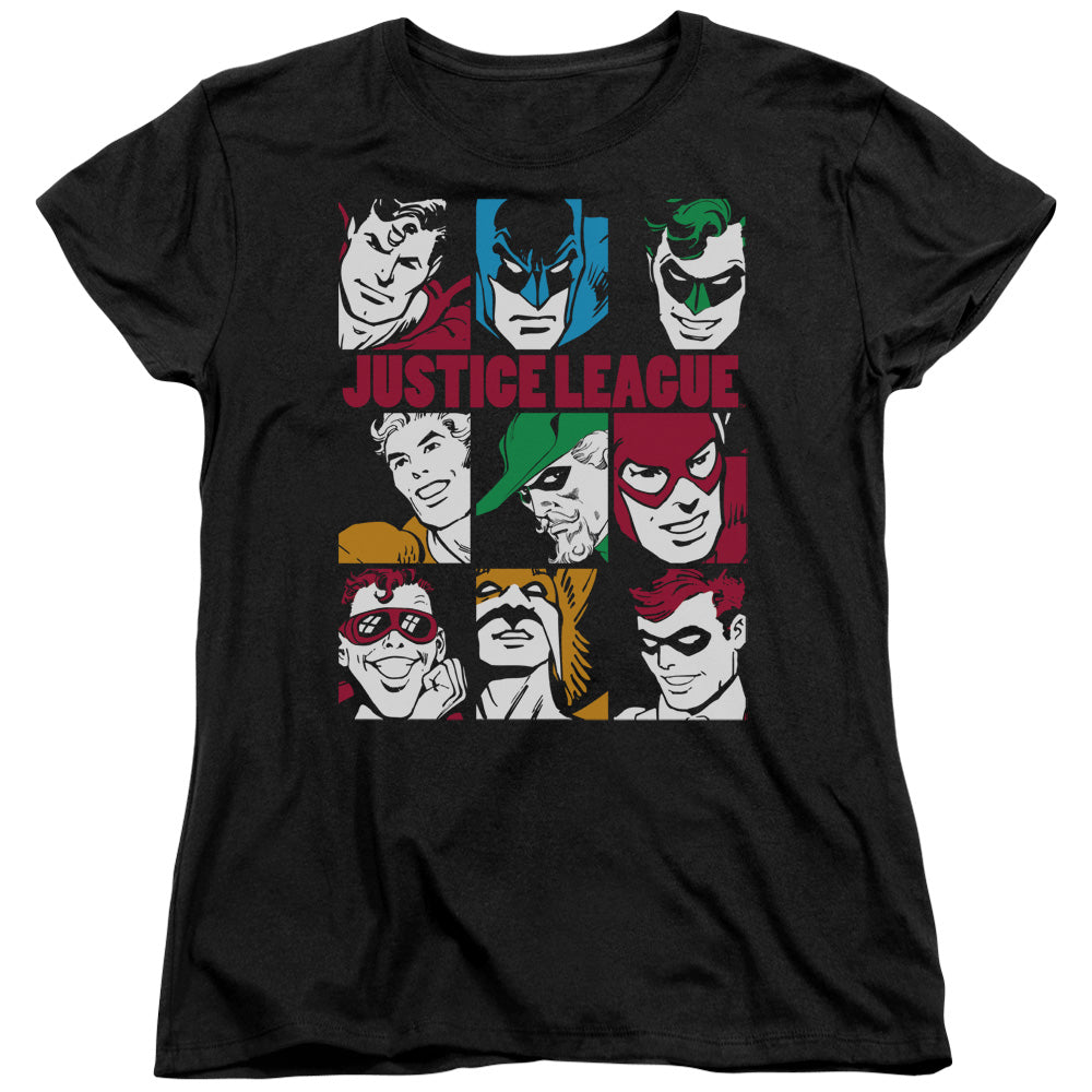 DC Comics Nine Blocks of Justice Womens T Shirt Black Officially Licensed