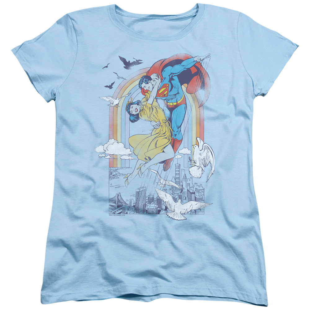 DC Comics Rainbow Love Womens T Shirt Light Blue Officially Licensed