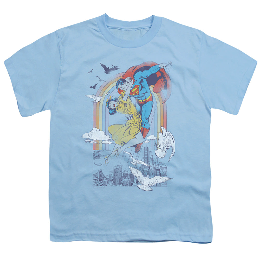 DC Comics Rainbow Love Kids Youth T Shirt Light Blue Officially Licensed