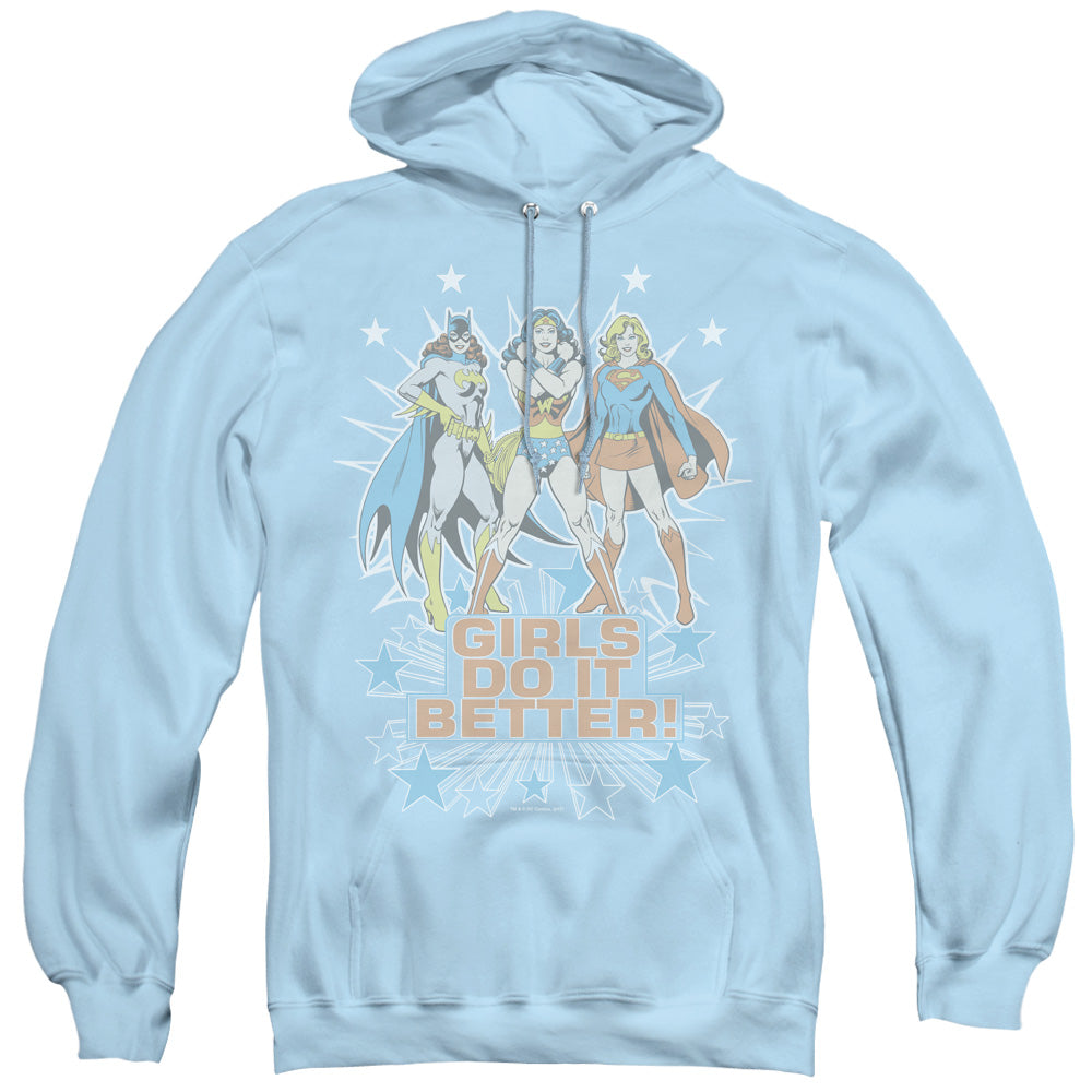 DC Comics Girls Do It Better Mens Hoodie Light Blue Officially Licensed
