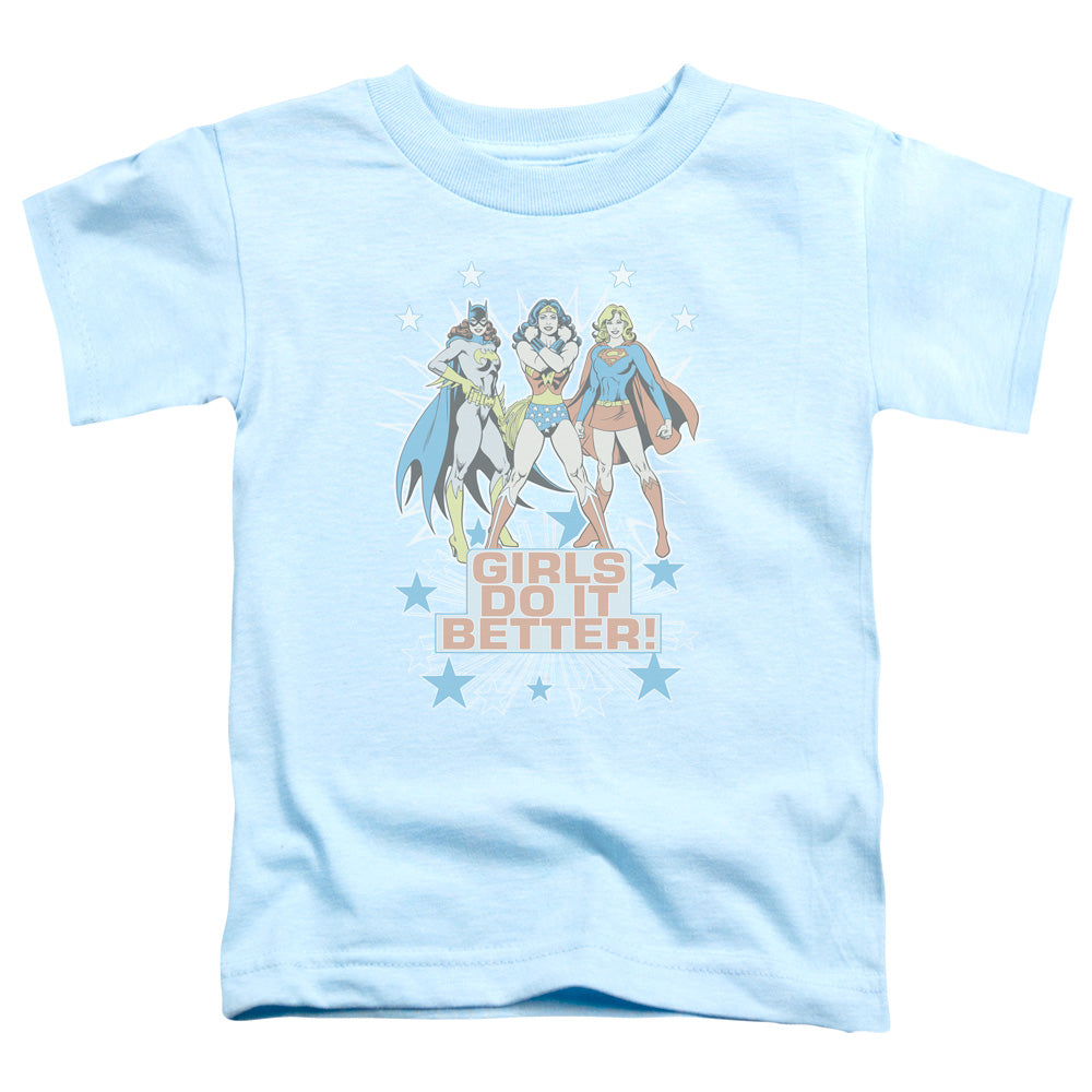DC Comics Girls Do It Better Toddler Kids Youth T Shirt Light Blue Officially Licensed