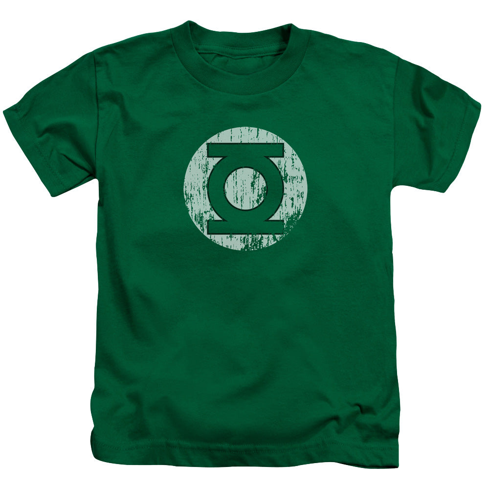 DC Comics Distressed Lantern Logo Juvenile Kids Youth T Shirt Kelly Green Officially Licensed