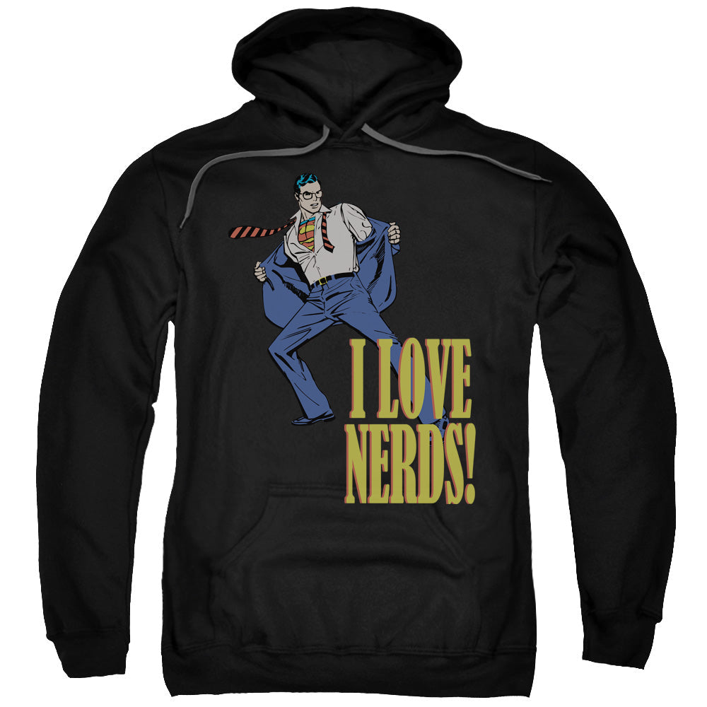 DC Comics I Love Nerds Mens Hoodie Black Officially Licensed