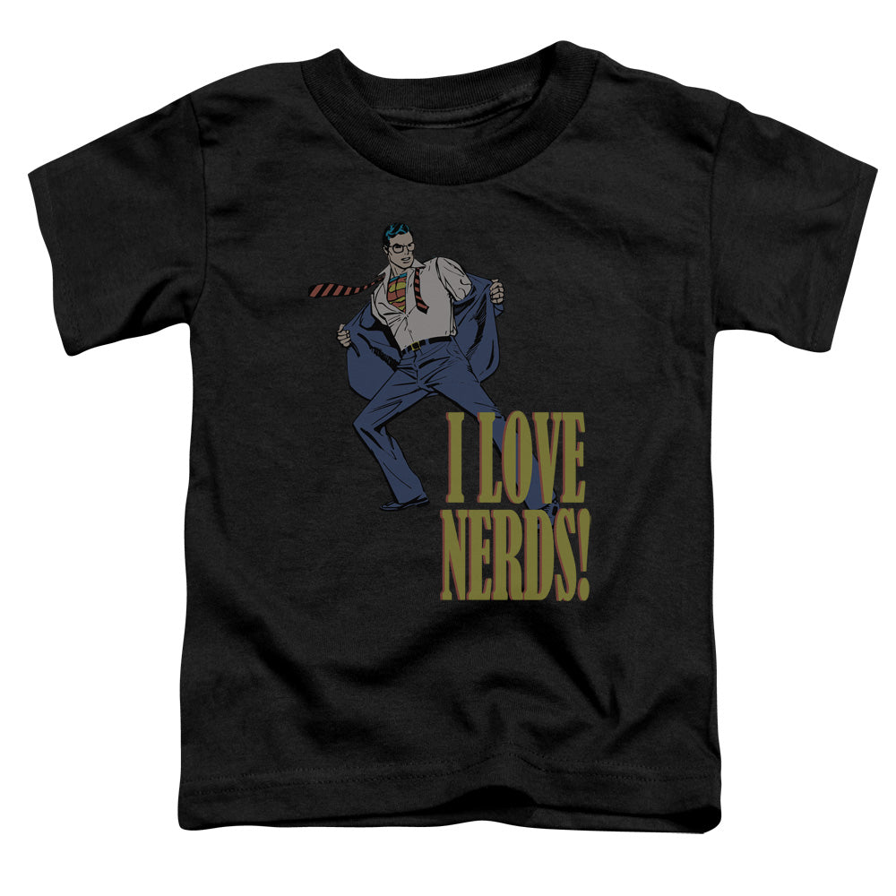DC Comics I Love Nerds Toddler Kids Youth T Shirt Black Officially Licensed