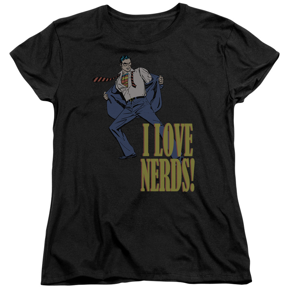 DC Comics I Love Nerds Womens T Shirt Black Officially Licensed