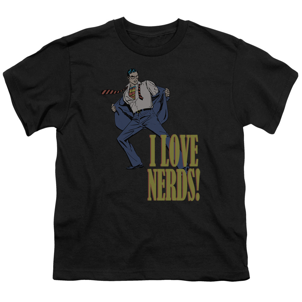 DC Comics I Love Nerds Kids Youth T Shirt Black Officially Licensed