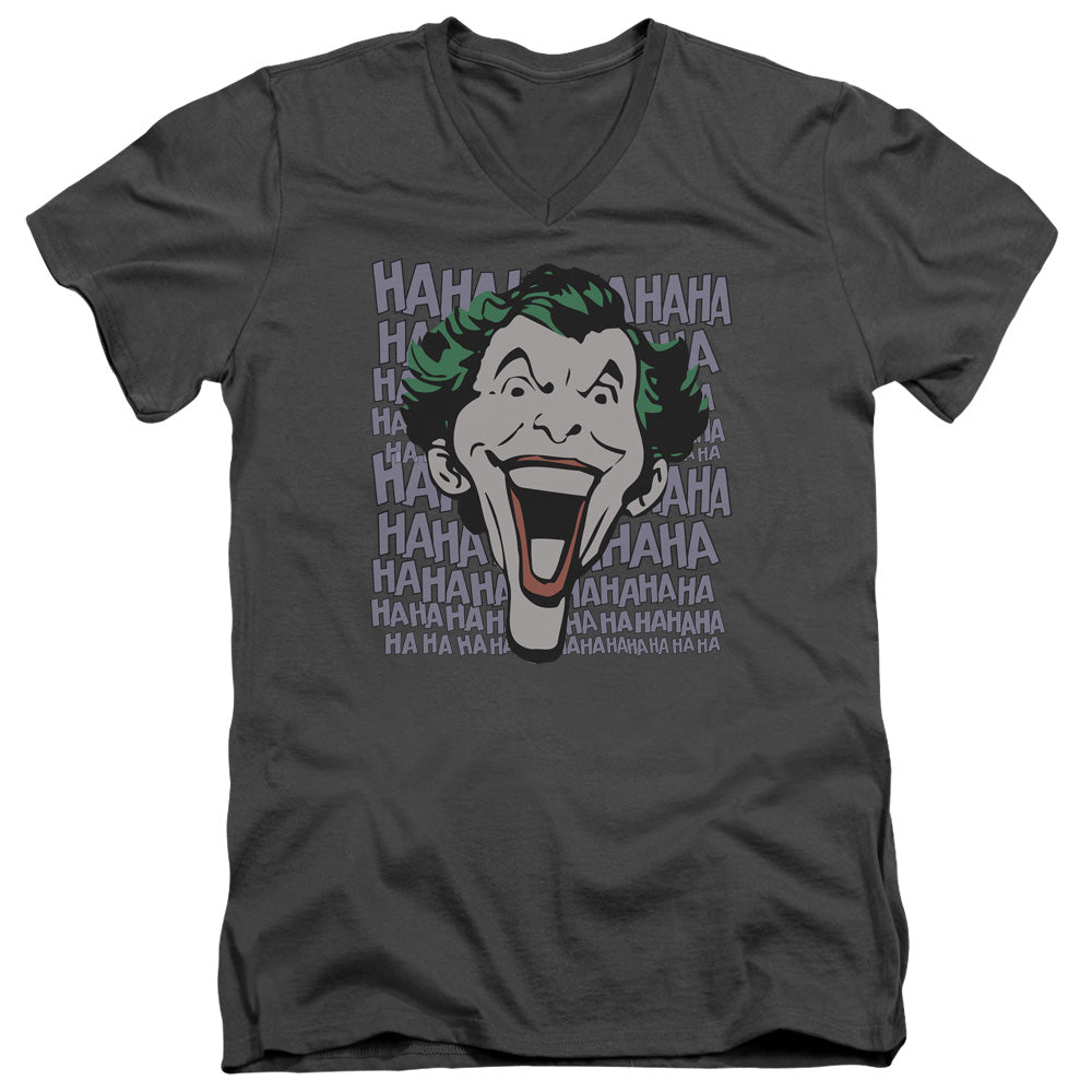 DC Comics Dastardly Merriment Mens Slim Fit V Neck T Shirt Charcoal Officially Licensed