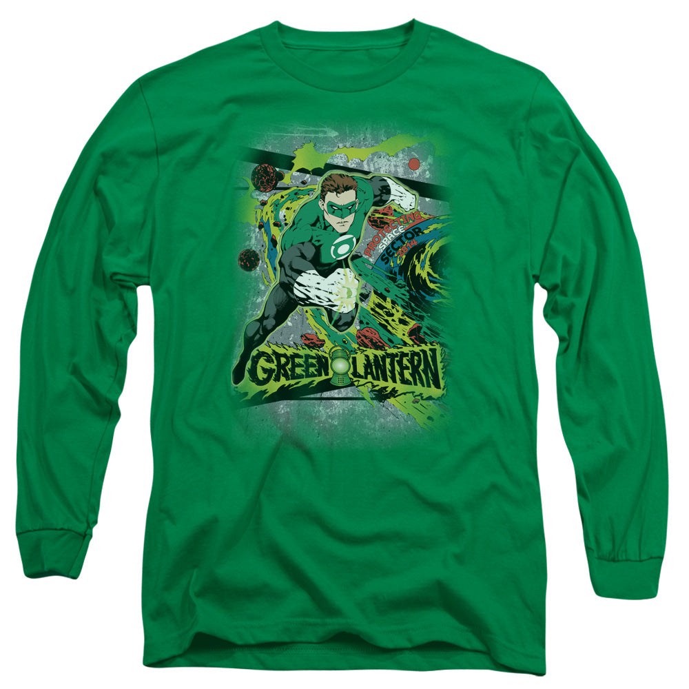 DC Comics Space Sector 2814 Mens Long Sleeve Shirt Kelly Green Officially Licensed