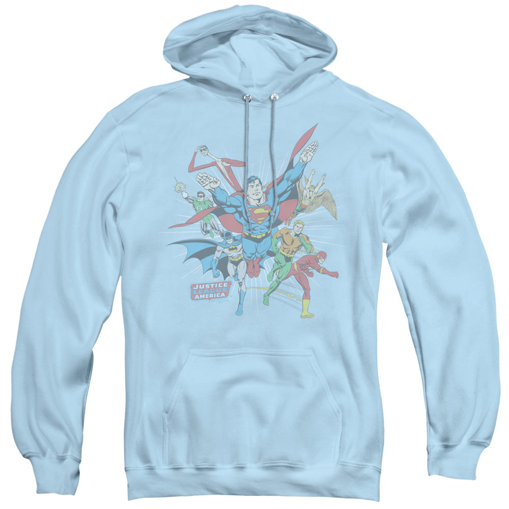 DC Comics Lead the Charge Mens Hoodie Light Blue Officially Licensed