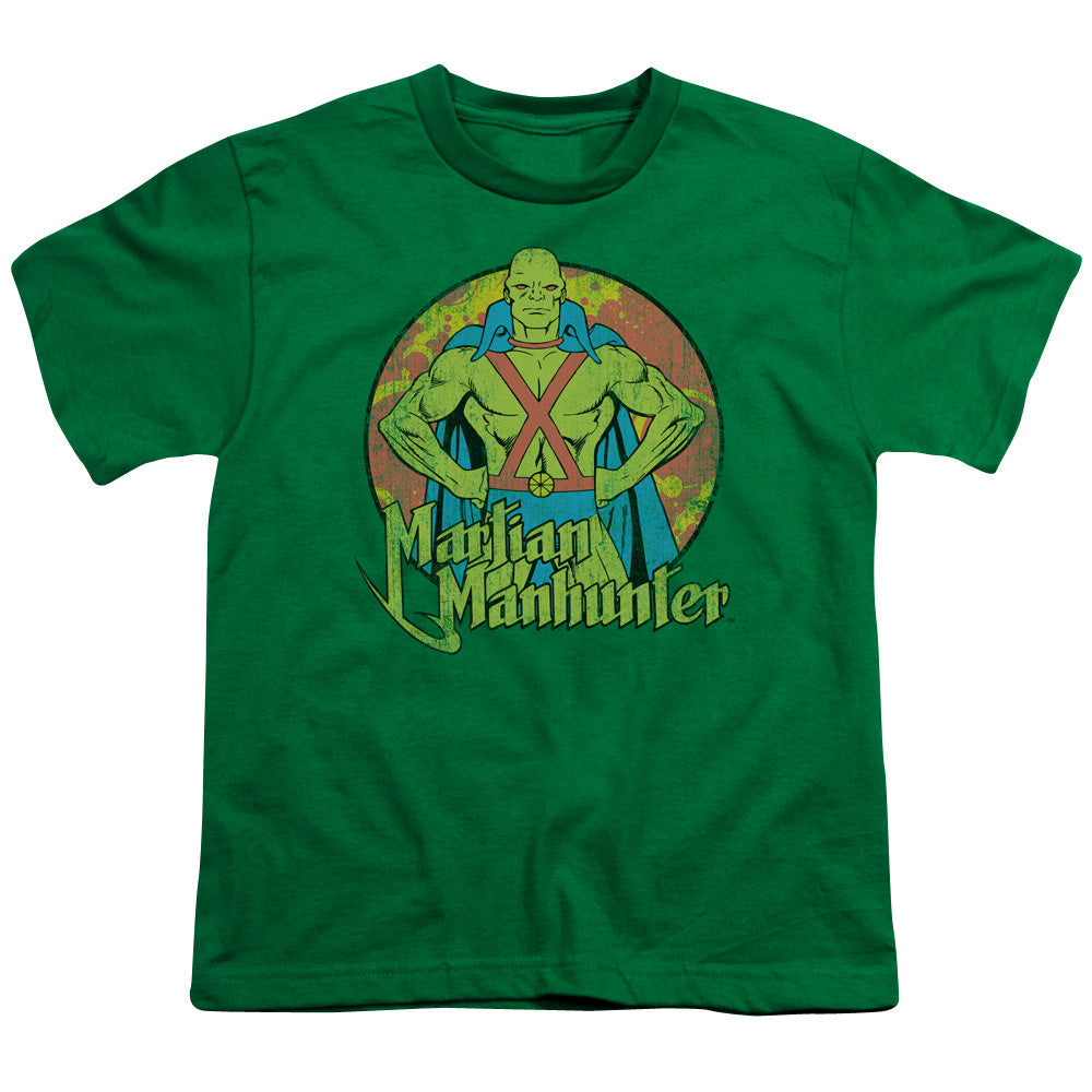 DC Comics Martian Manhunter Kids Youth T Shirt Kelly Green Officially Licensed