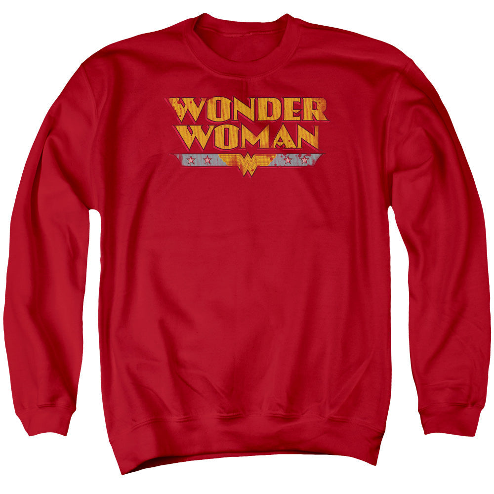 DC Comics Wonder Woman Logo Mens Crewneck Sweatshirt Red Officially Licensed