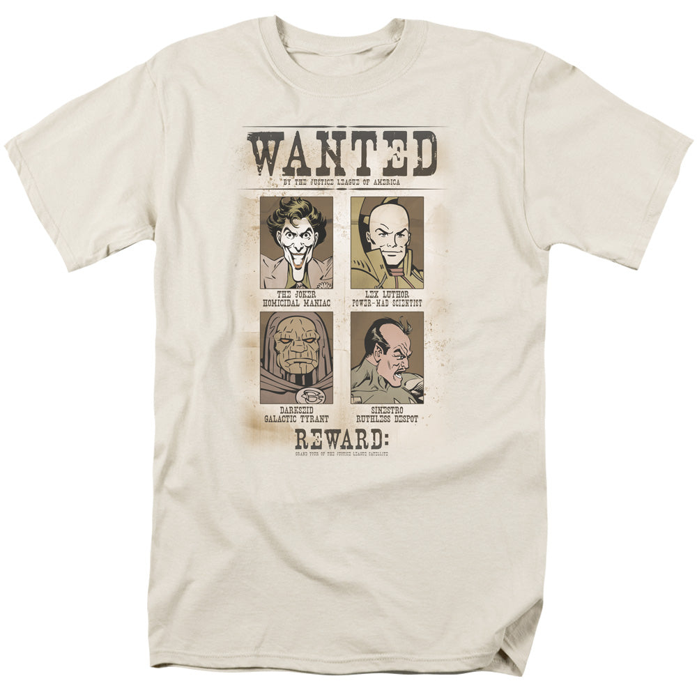 Dc Wanted Poster Mens T Shirt Cream Officially Licensed