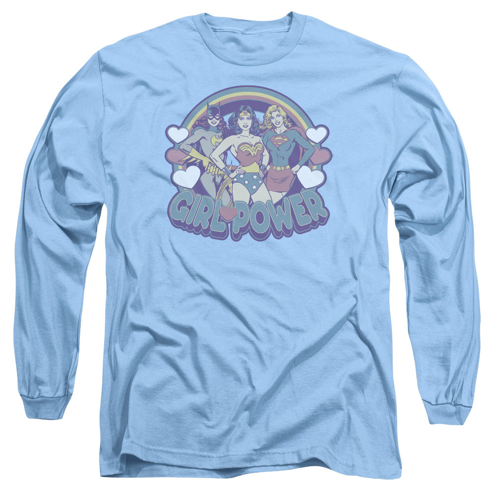 Dc Retro Girl Power Mens Long Sleeve Shirt Carolina Blue Officially Licensed