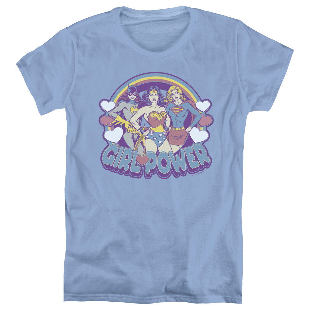 DC Comics Retro Girl Power Womens T Shirt Carolina Blue Officially Licensed