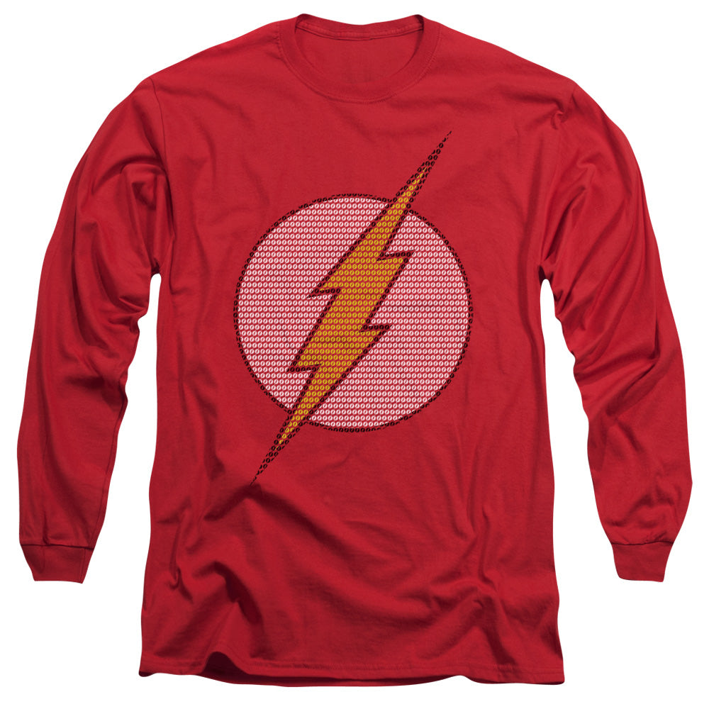 Dc Flash Flash Little Logos Mens Long Sleeve Shirt Red Officially Licensed