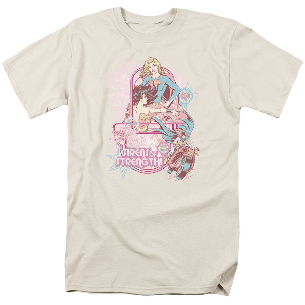 Dc Sirens Of Strength Mens T Shirt Cream Officially Licensed