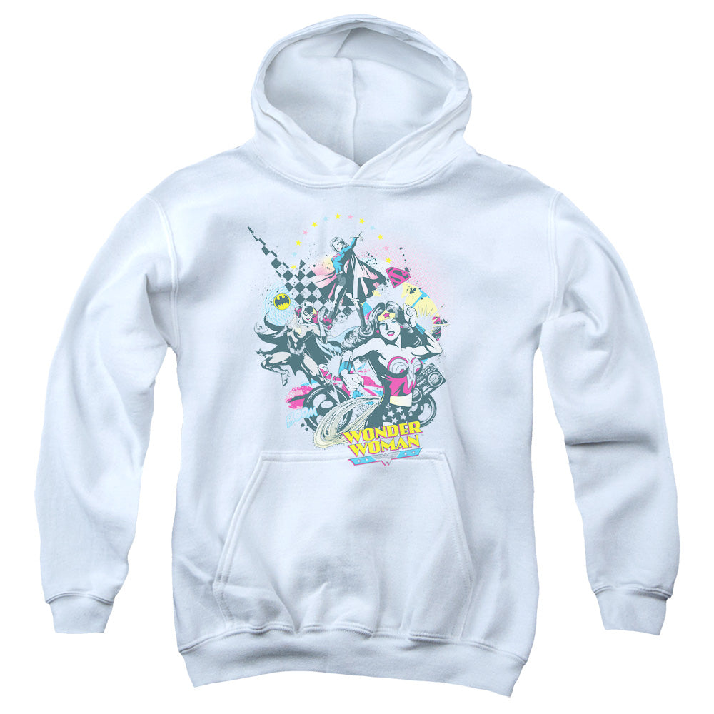 DC Comics Power Trio Kids Youth Hoodie White Officially Licensed