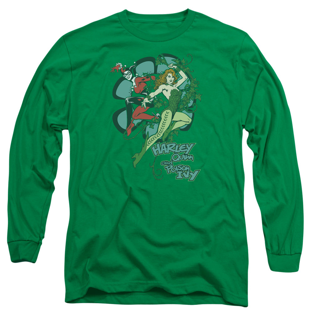 DC Comics Harley and Ivy Mens Long Sleeve Shirt Kelly Green Officially Licensed