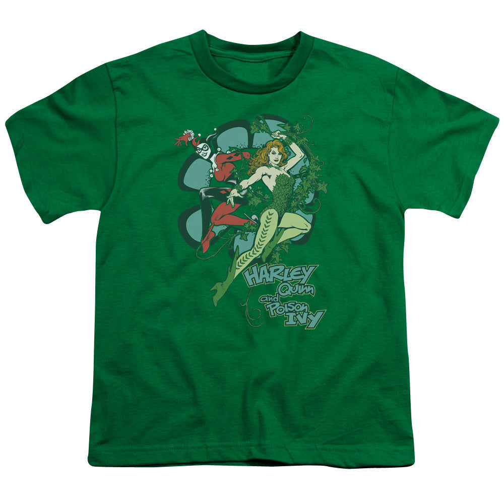DC Comics Harley and Ivy Kids Youth T Shirt Kelly Green Officially Licensed