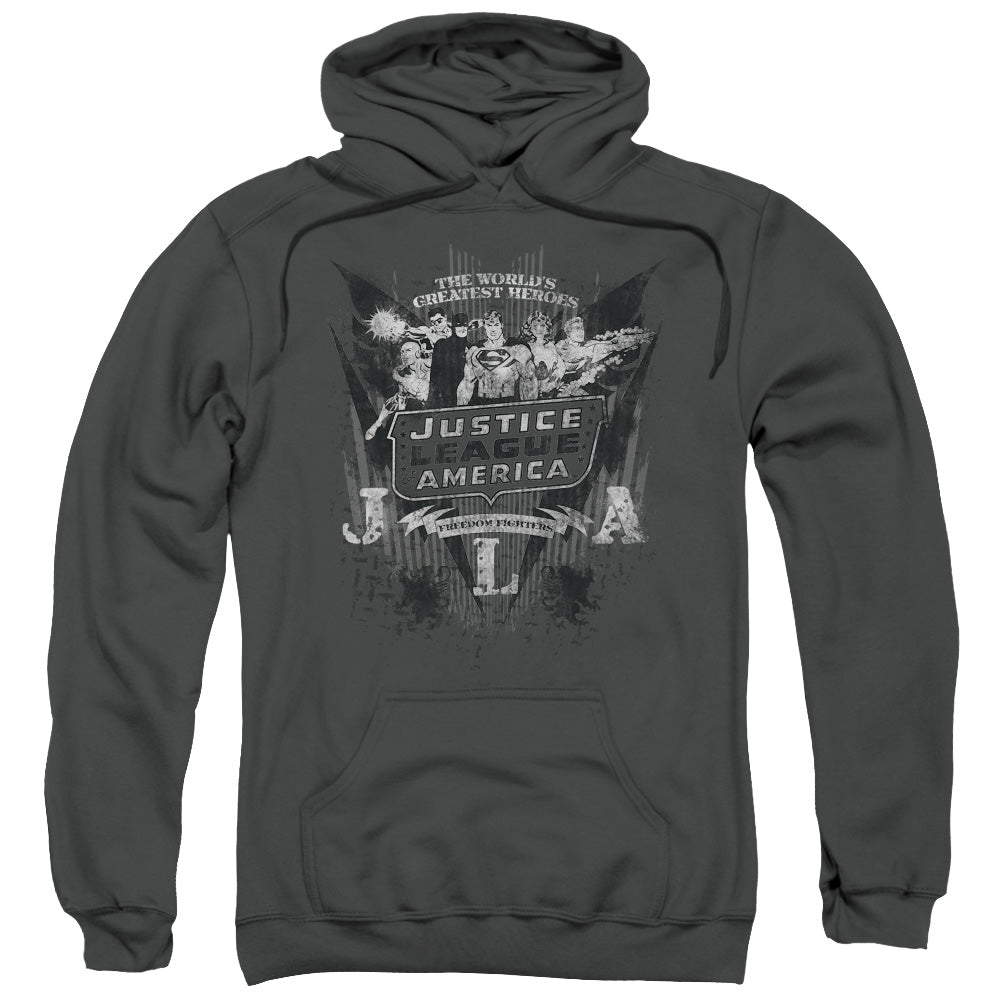 DC Comics Greatest Heroes Mens Hoodie Charcoal Officially Licensed
