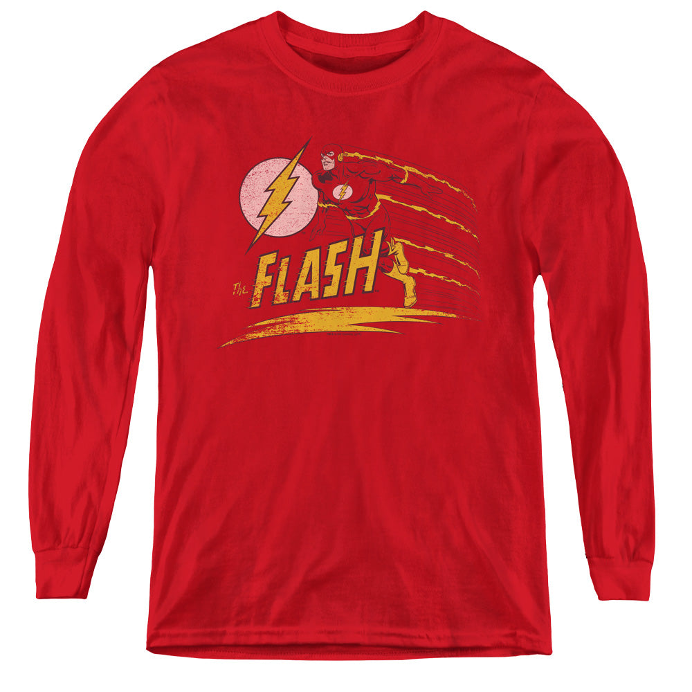 DC Comics Flash Like Lightning Long Sleeve Kids Youth T Shirt Red Officially Licensed