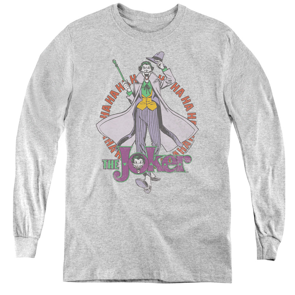 DC Comics Maniacal Long Sleeve Kids Youth T Shirt Athletic Heather Officially Licensed