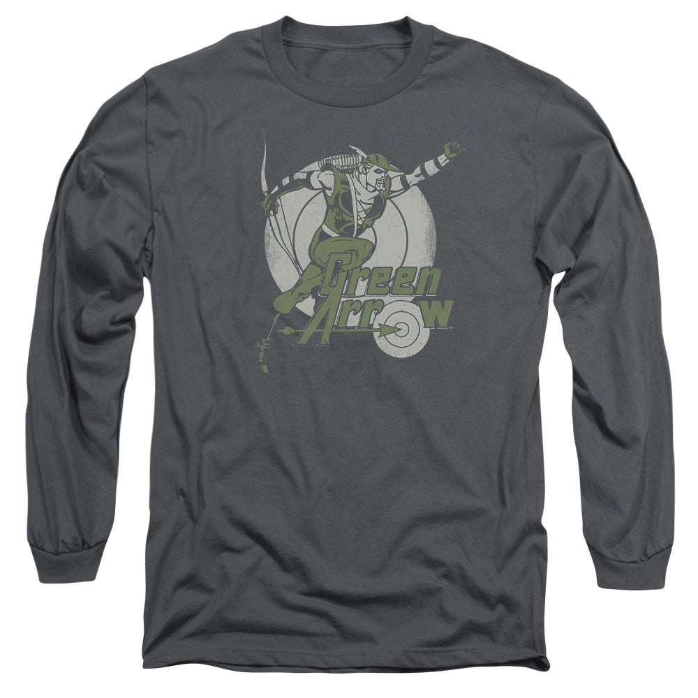 DC Comics Right on Target Mens Long Sleeve Shirt Charcoal Officially Licensed