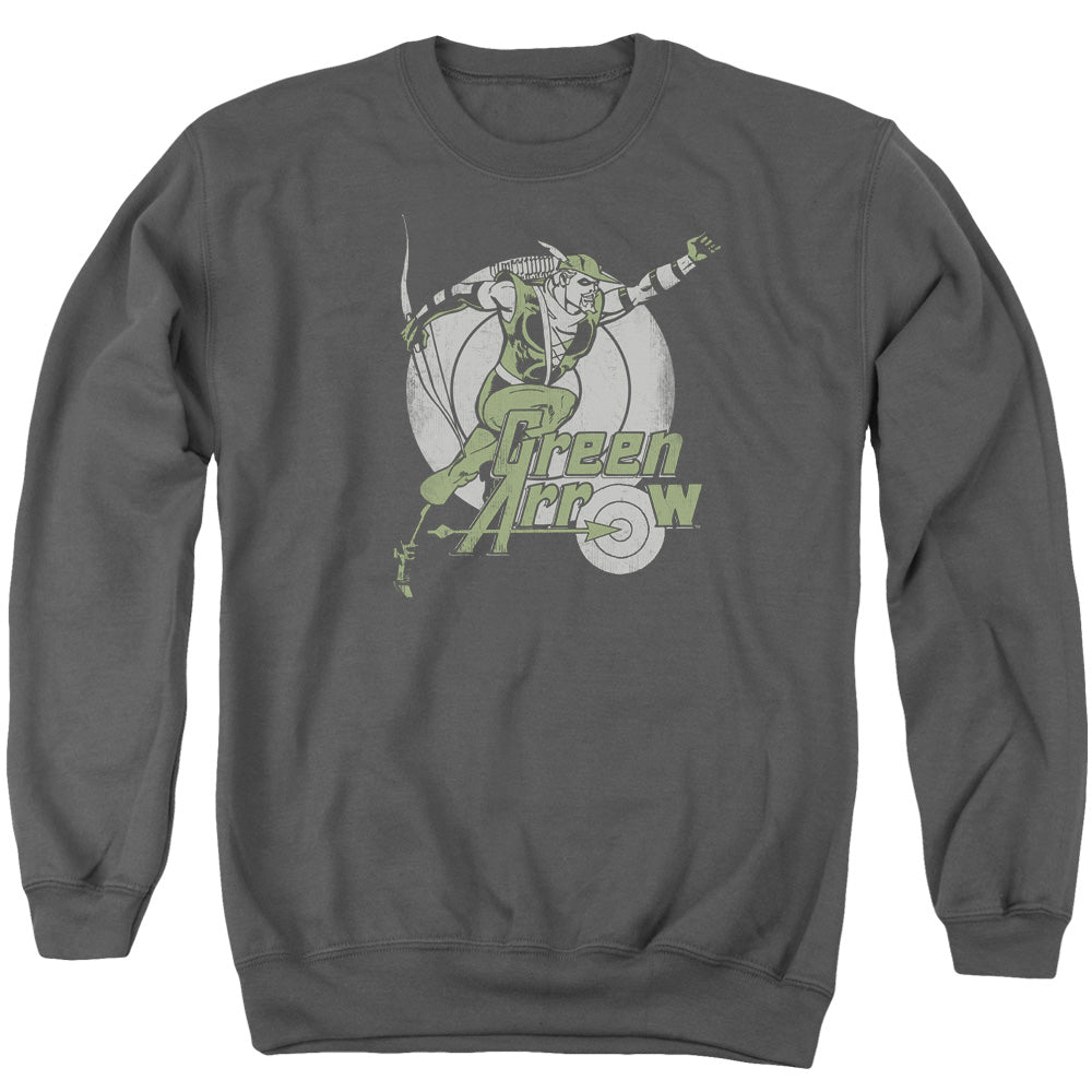 DC Comics Right on Target Mens Crewneck Sweatshirt Charcoal Officially Licensed