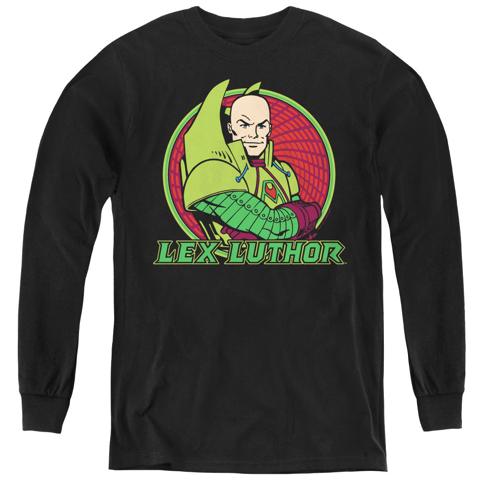 DC Comics Lex Luthor Long Sleeve Kids Youth T Shirt Black Officially Licensed
