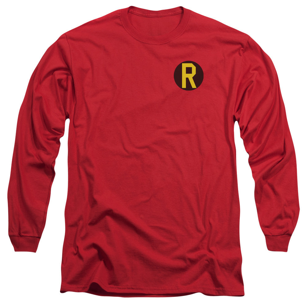 Dc Robin Logo Mens Long Sleeve Shirt Red Officially Licensed