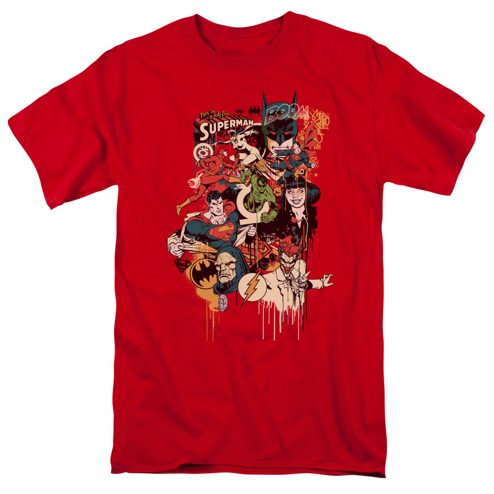 DC Comics Dripping Characters Mens T Shirt Red Officially Licensed