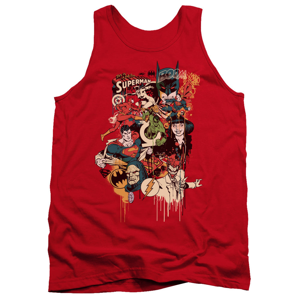 DC Comics Dripping Characters Mens Tank Top Shirt Red Officially Licensed