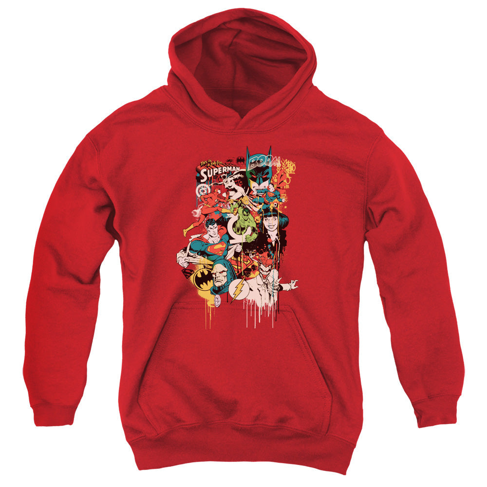 DC Comics Dripping Characters Kids Youth Hoodie Red Officially Licensed