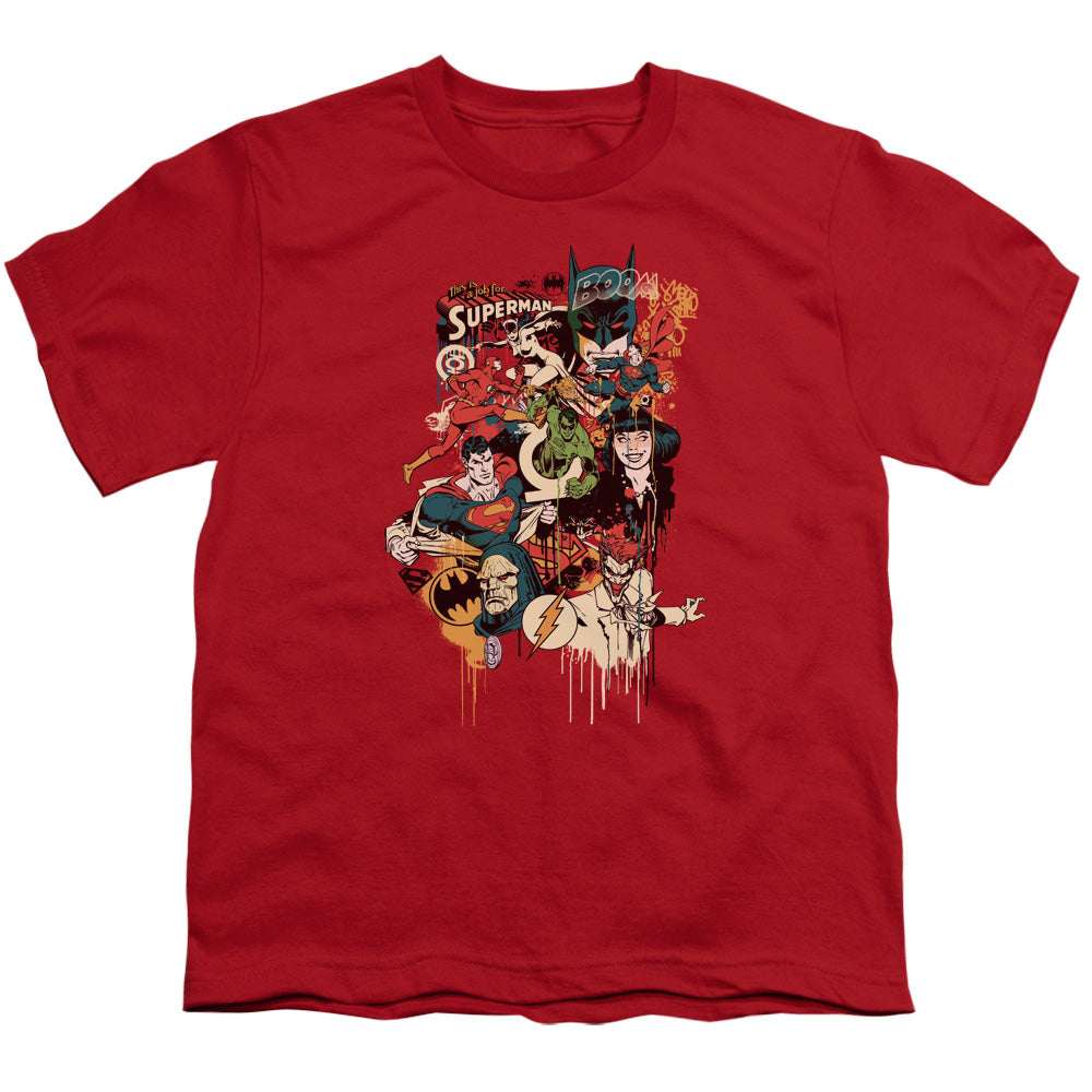DC Comics Dripping Characters Kids Youth T Shirt Red Officially Licensed