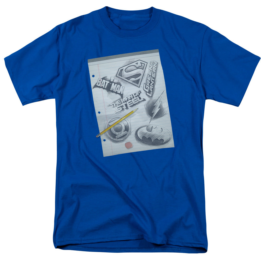 DC Comics Logo Note Paper Mens T Shirt Royal Blue Officially Licensed