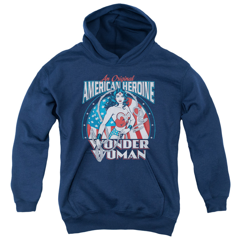 DC Comics American Heroine Kids Youth Hoodie Navy Blue Officially Licensed