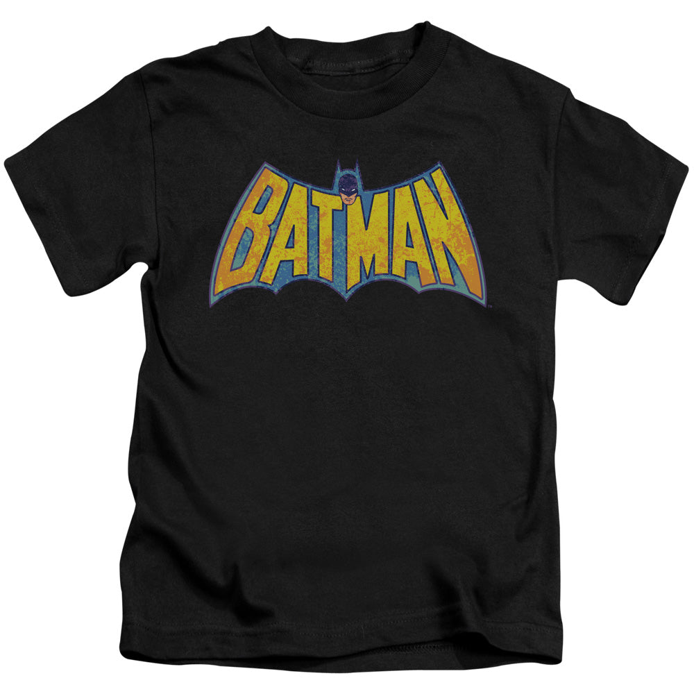 DC Comics Batman Neon Distress Logo Juvenile Kids Youth T Shirt Black Officially Licensed