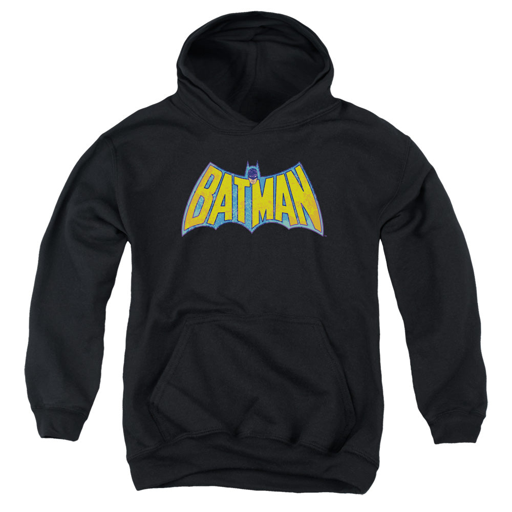 DC Comics Batman Neon Distress Logo Kids Youth Hoodie Black Officially Licensed