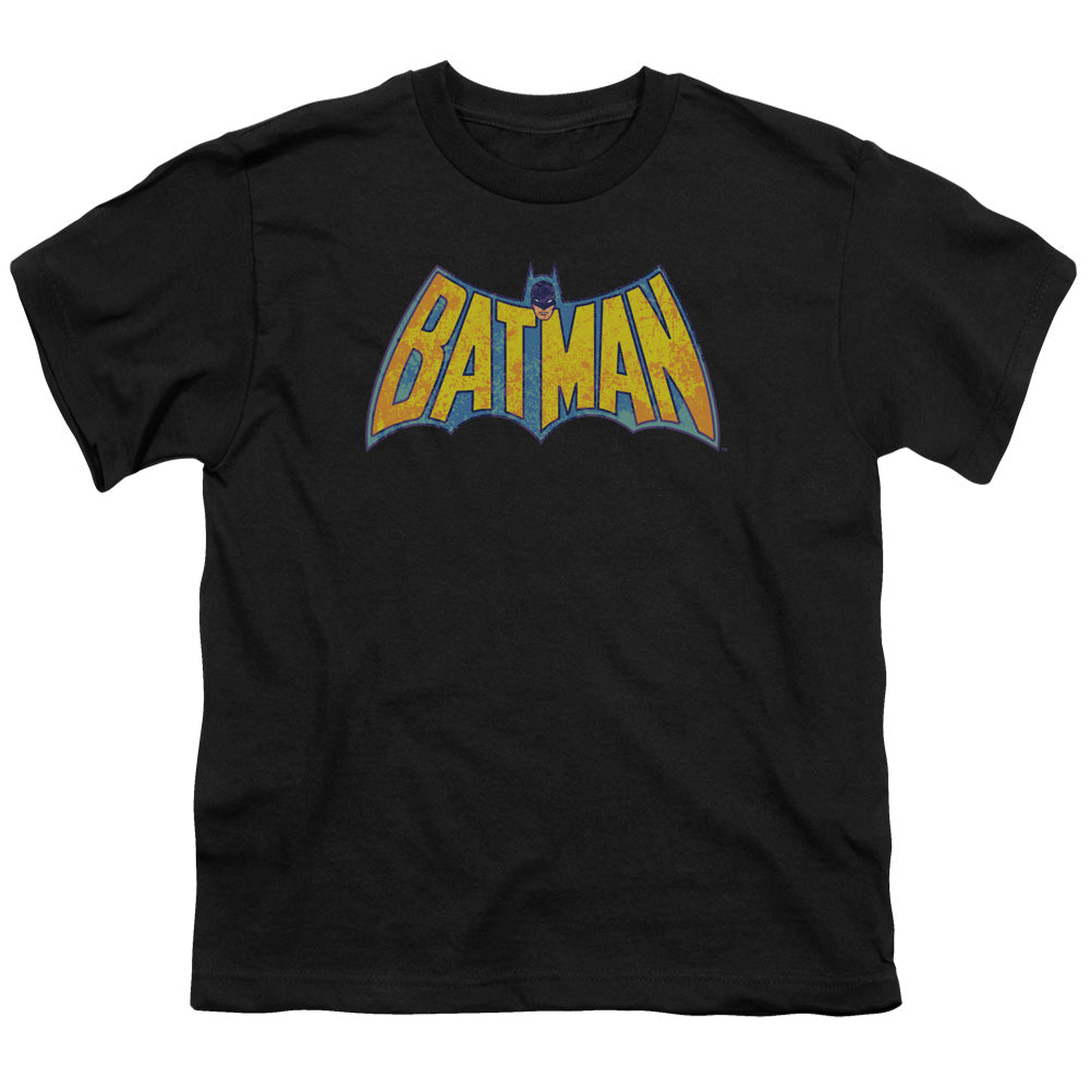 DC Comics Batman Neon Distress Logo Kids Youth T Shirt Black Officially Licensed