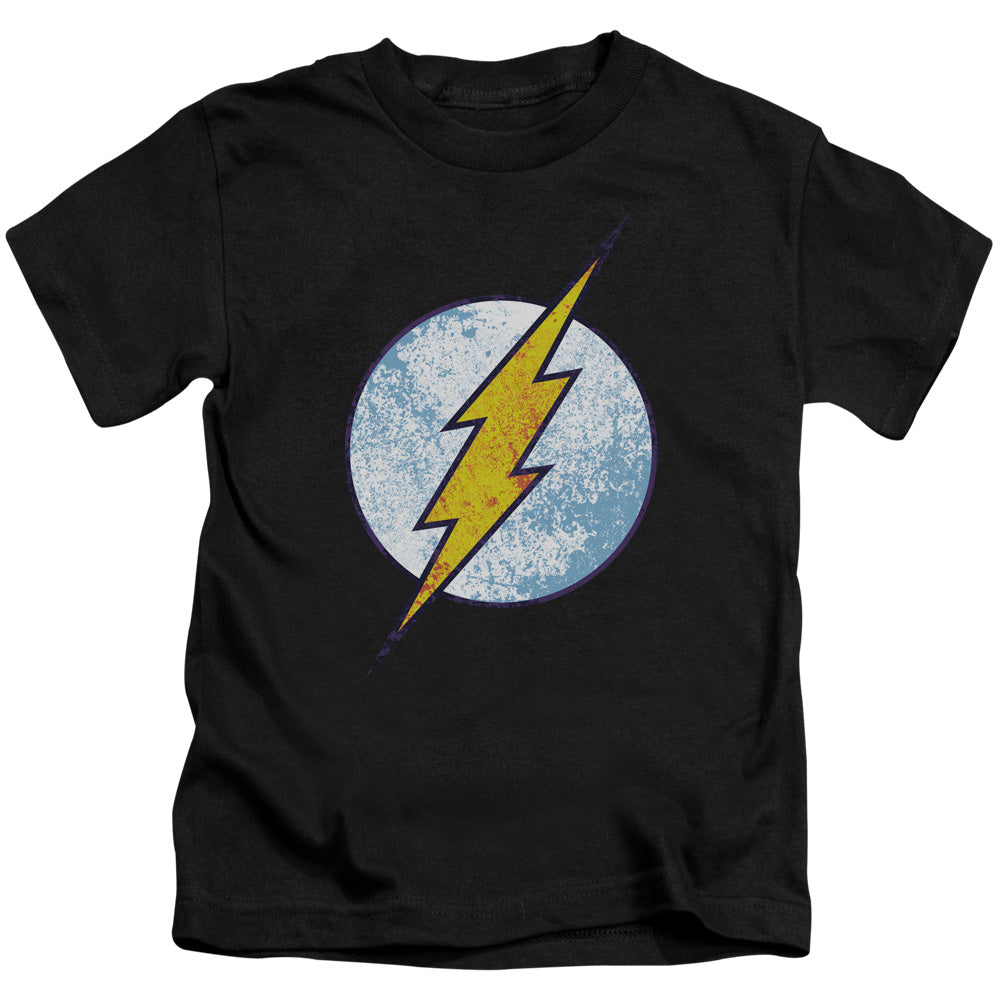DC Comics Flash Flash Neon Distress Logo Juvenile Kids Youth T Shirt Black Officially Licensed
