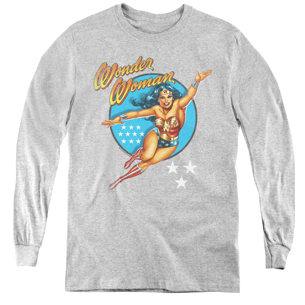 DC Comics Wonder Woman Vintage Long Sleeve Kids Youth T Shirt Athletic Heather Officially Licensed