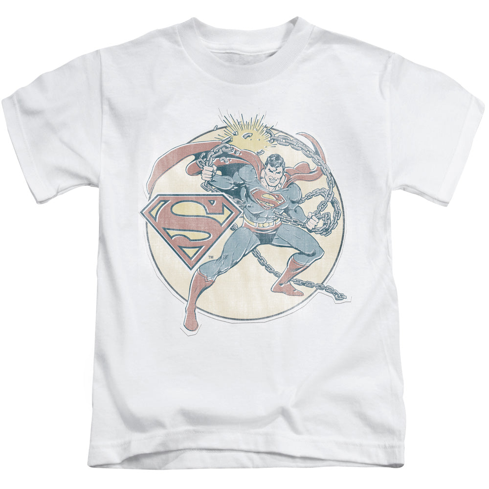 DC Comics Retro Superman Iron on Juvenile Kids Youth T Shirt White Officially Licensed