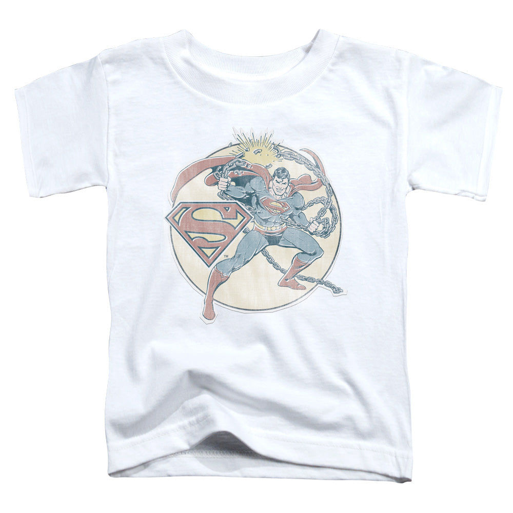 DC Comics Retro Superman Iron on Toddler Kids Youth T Shirt White Officially Licensed